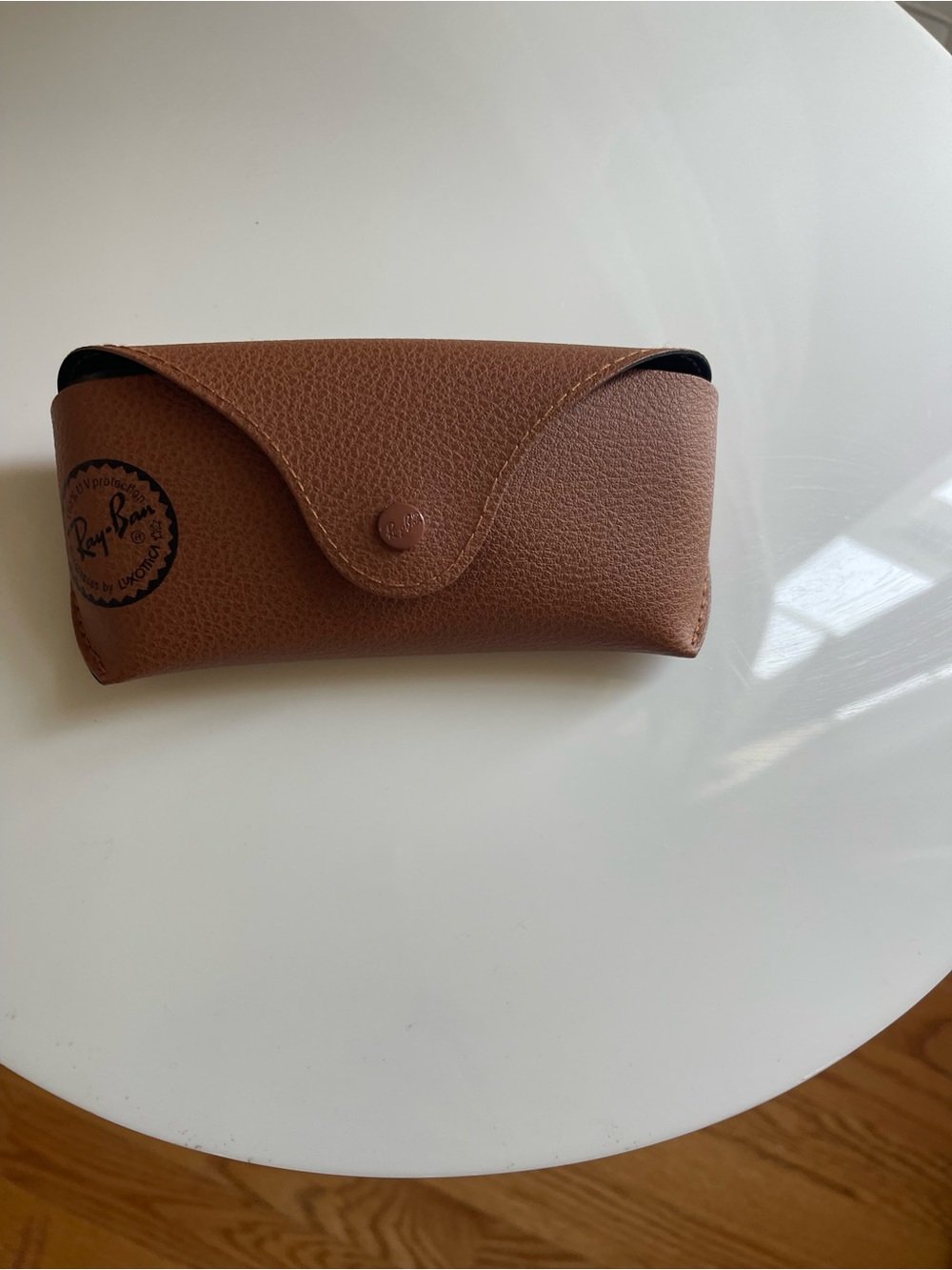 Ray-Ban Tan Pebbled Leather Sunglass Case